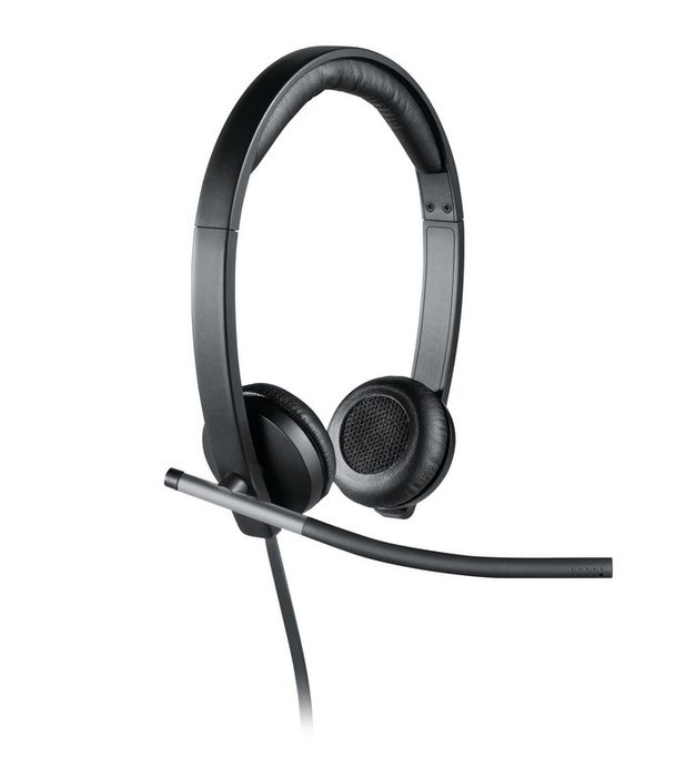 Logitech H650e - Casque professionnel USB avec microphone anti-bruit et oreillettes en cuir synthétique pour téléphonie et musique (Certifié Skype for Business)
