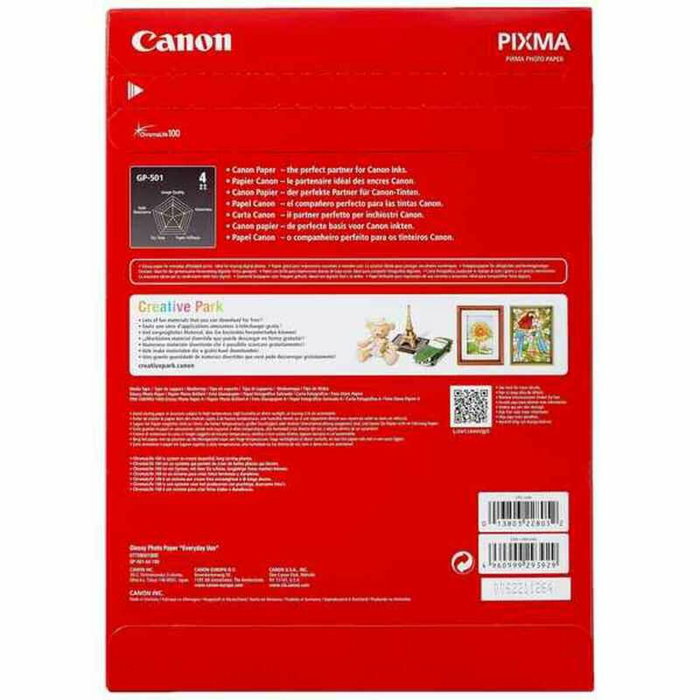 Canon Papier photo Premium Pro Platinum GP-501 / 0775B001 Blanc - Format A4 - Pour imprimantes photo haute qualité