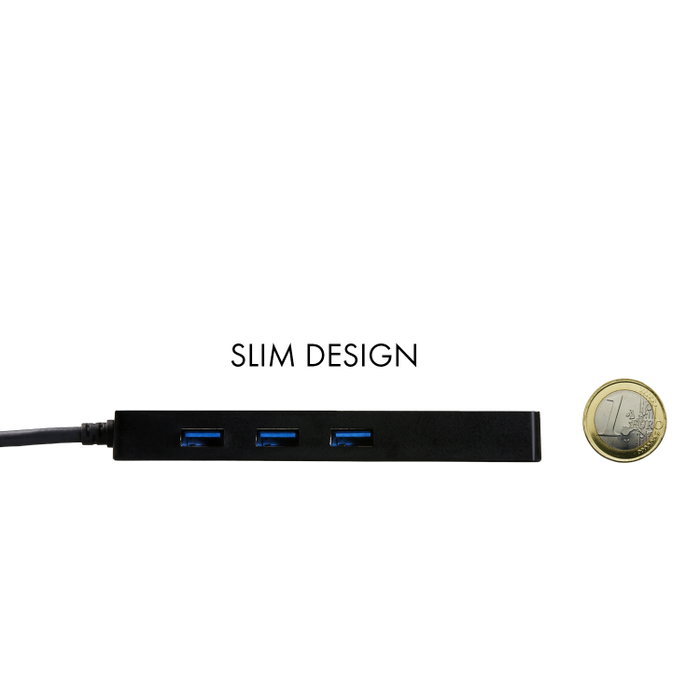 I-tec Hub USB 3.0 Slim 3 Ports + Gigabit Ethernet Adaptateur Advance Series Noir