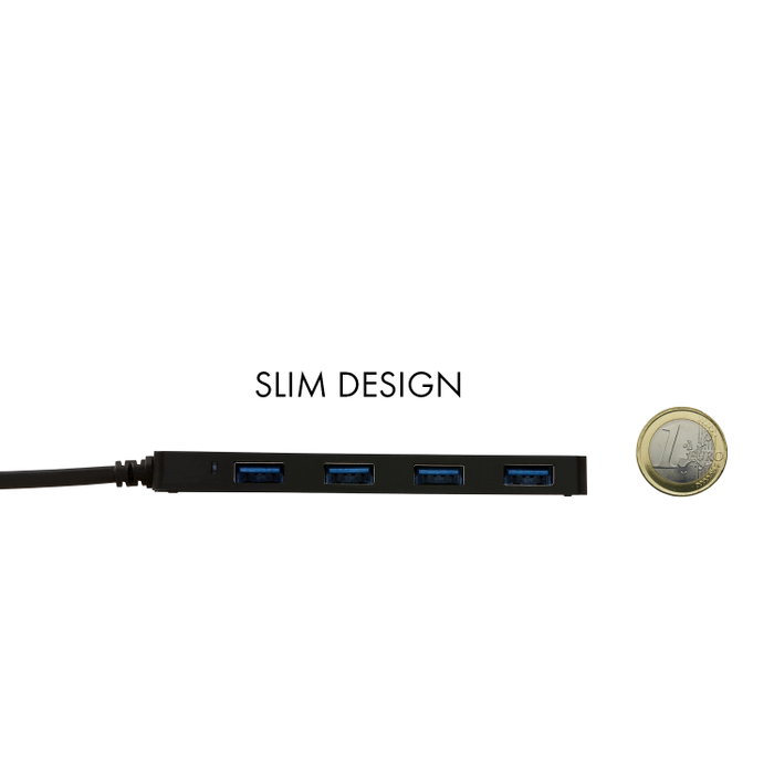 i-tec Hub USB-C Slim 4 Ports USB 3.0 Hub ADVANCE Series - Connexion Ultra-rapide 5 Gbps, Protection Surtension, Compatible MacBook Chromebook Dell XPS