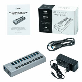 I-TEC Hub USB 3.0 avec 10 ports et adaptateur d'alimentation 48W