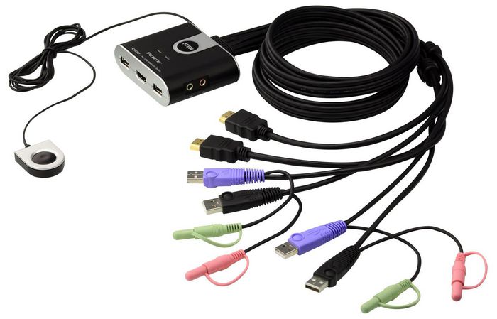 Aten CS692 - Commutateur KVM câblé 2 ports HDMI/USB audio avec sélecteur de port à distance Aten CS692 - Commutateur KVM câblé 2 ports HDMI/USB audio avec sélecteur de port à distance