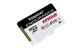 Kingston Carte MicroSD High Endurance 128GB, UHS-I U1 Class 10 (11x15x1mm) - Pour Vidéosurveillance, Dashcam - Résistante (Eau, Chocs, Températures Extrêmes)