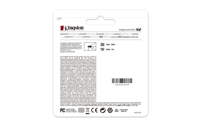 Carte mémoire microSDXC Kingston Canvas Select Plus 64 GB - UHS-I, Classe 10, Application Performance Class A1 (A1) pour appareils Android - avec adaptateur SD inclus