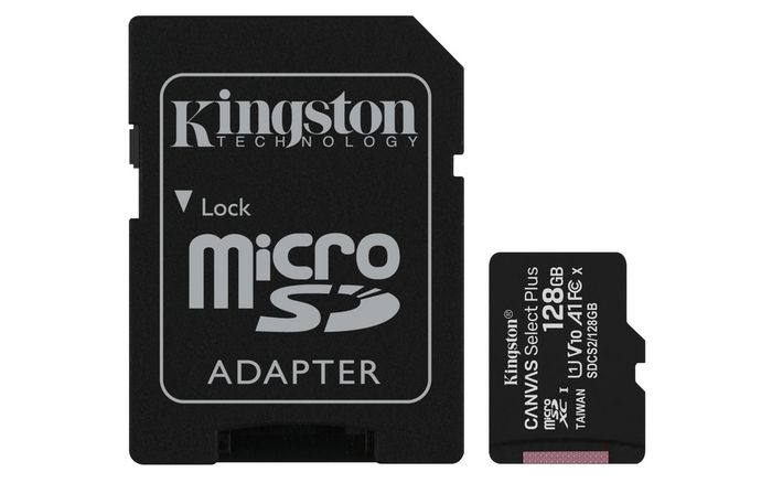 Kingston Canvas Select Plus Carte mémoire microSDXC 128 Go Classe 10 UHS-I avec Adaptateur SD