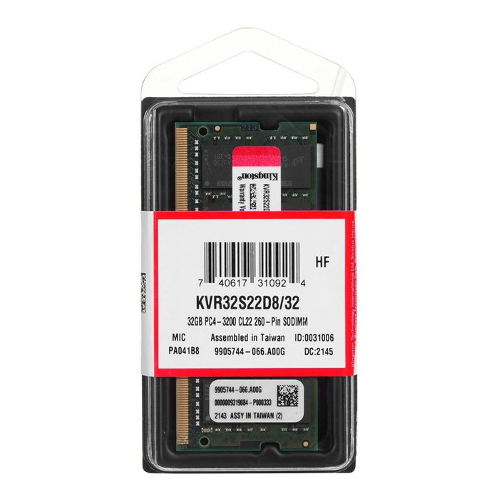 Mémoire RAM Kingston KVR32S22D8/32 32 GB DDR4 3200 MHz CL22