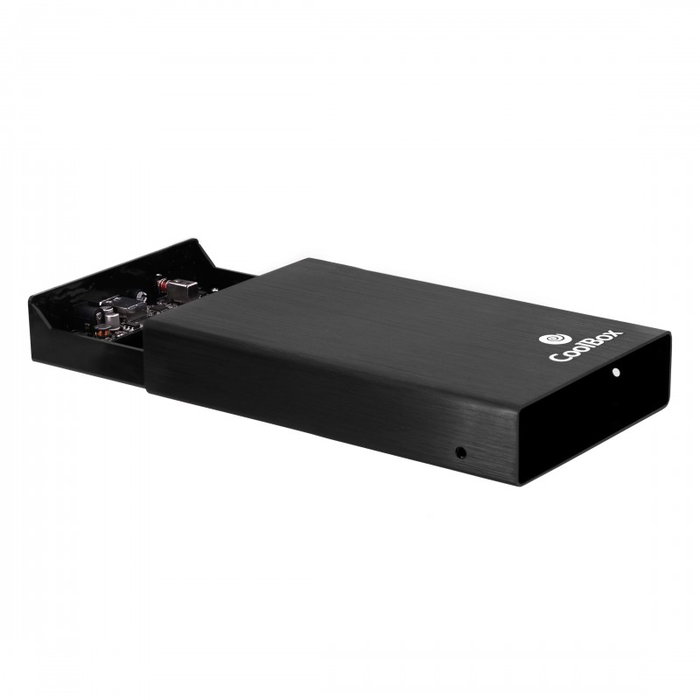 Coolbox Carcase Disque Dur HDD 3.5 Pouces USB 3.2 Noir Aluminium pour 1 Disque SATA jusqu'à 8 To