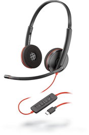 Poly Blackwire 3220 - Micro-casque USB-C professionnel avec microphone flexible et son haute qualité