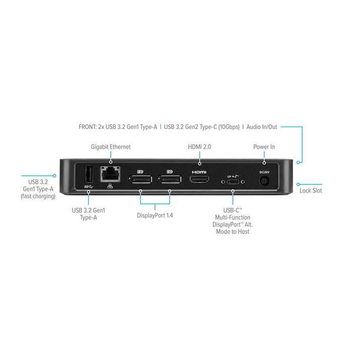 Targus Dock430Euz Station d'accueil USB-C Multi-Fonction DisplayPort Triple Vidéo avec 85W