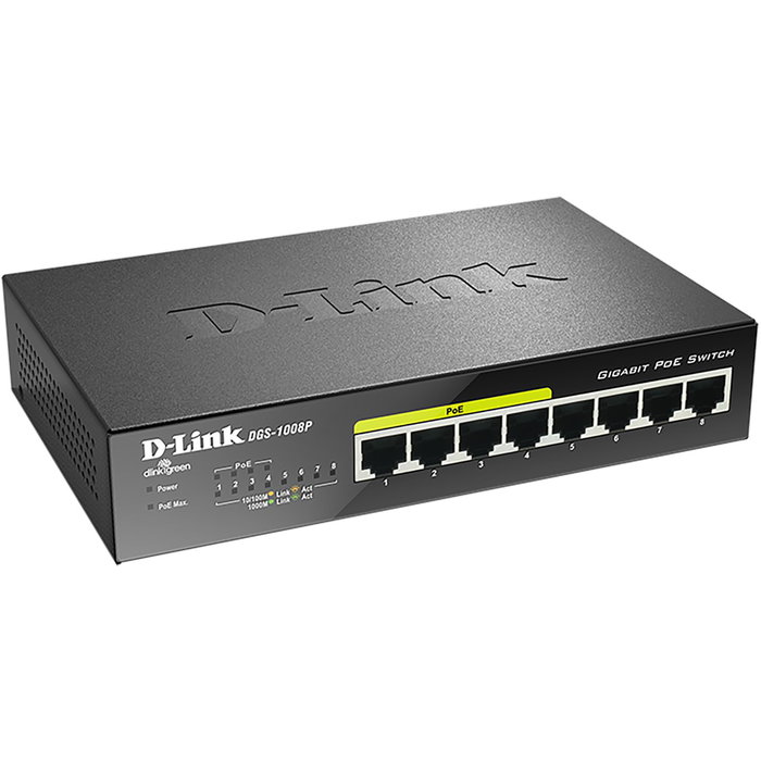 D-Link DGS-1008P/E Switch Gigabit 8 ports avec 4 ports PoE+
