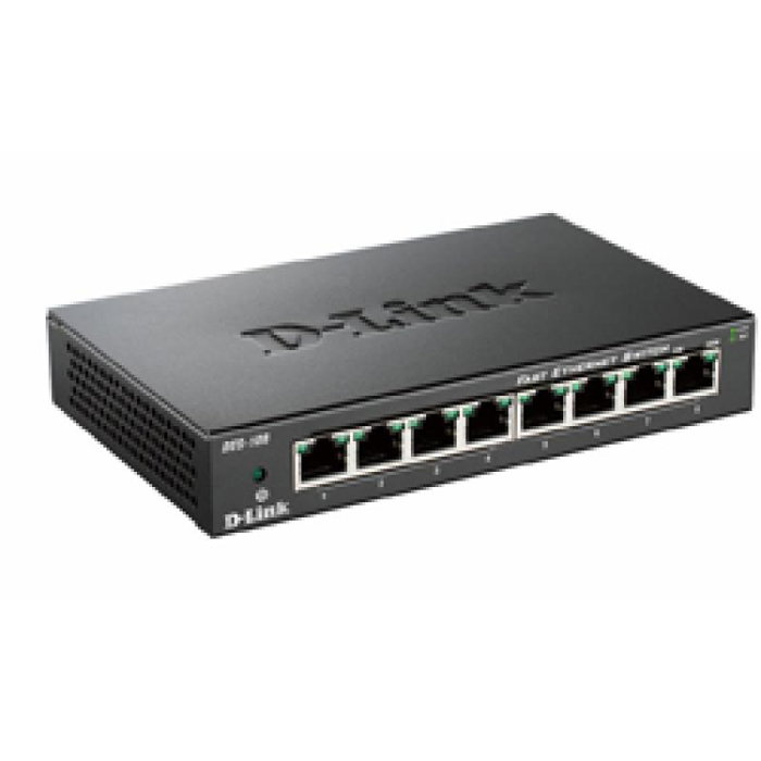 D-Link Switch Ethernet 8 Ports DES-108/E - Commutateur Réseau Gigabit avec 8 Ports RJ45 10/100 Mbps, Desktop