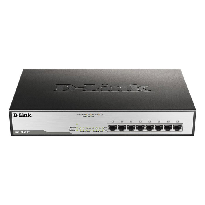 D-Link Switch Gigabit DGS-1008MP GS1008M, 8 ports PoB, Noir - Pour réseau domestique et bureau D-Link Switch Gigabit DGS-1008MP GS1008M, 8 ports PoB, Noir - Pour réseau domestique et bureau