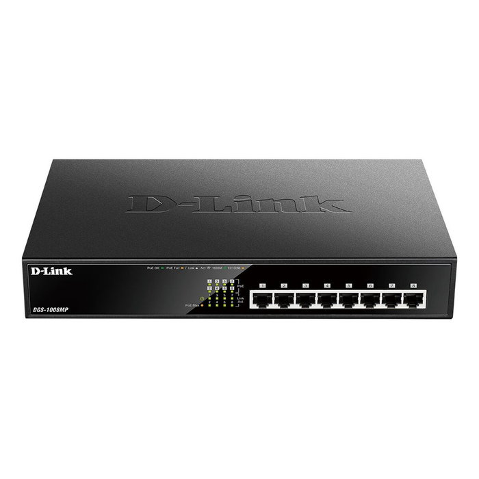 D-Link Switch Gigabit DGS-1008MP GS1008M, 8 ports PoB, Noir - Pour réseau domestique et bureau D-Link Switch Gigabit DGS-1008MP GS1008M, 8 ports PoB, Noir - Pour réseau domestique et bureau