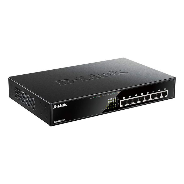 D-Link Switch Gigabit DGS-1008MP GS1008M, 8 ports PoB, Noir - Pour réseau domestique et bureau D-Link Switch Gigabit DGS-1008MP GS1008M, 8 ports PoB, Noir - Pour réseau domestique et bureau