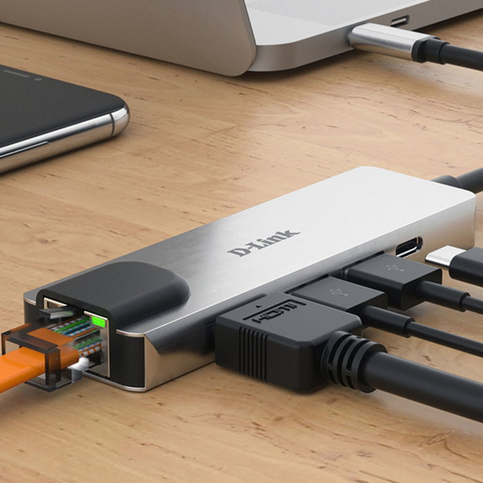 D-Link DUB-M520 Hub USB-C 5-en-1 avec HDMI, LAN et Power Delivery D-Link DUB-M520 Hub USB-C 5-en-1 avec HDMI, LAN et Power Delivery
