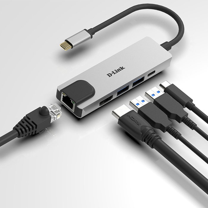 D-Link DUB-M520 Hub USB-C 5-en-1 avec HDMI, LAN et Power Delivery D-Link DUB-M520 Hub USB-C 5-en-1 avec HDMI, LAN et Power Delivery