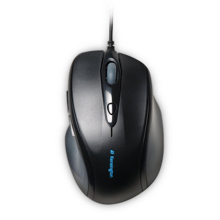 Kensington Souris ergonomique filaire USB pour droitiers Pro Fit - Noir et bleu, 1000 DPI, molette cliquable, navigation pouce, compatible PC/Mac