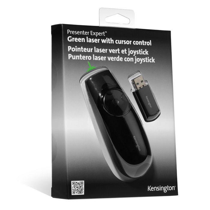 Kensington Presenter Expert Télécommande de Présentation Sans Fil avec Pointeur Laser Vert et Contrôle du Curseur, Récepteur USB Intégré, Compatible Windows et Mac OS