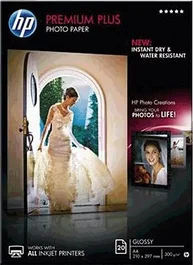 HP Papier photo Premium Plus A4 300 g/m² Brillant 20 feuilles Réf. CR672A