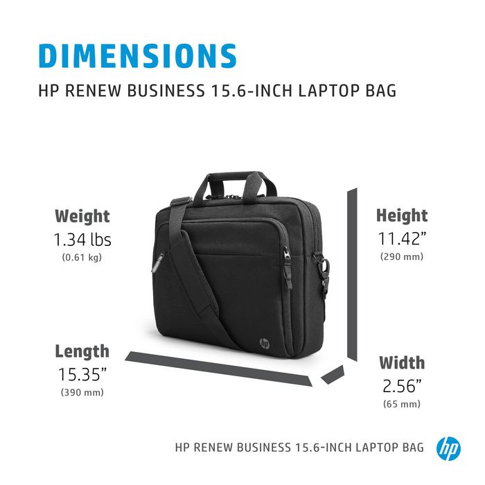 HP Sacoche pour ordinateur portable Renew Business 15,6 pouces - Sacoche anti-RFID avec poche pour traceur Bluetooth en matériaux 100% recyclés et océaniques