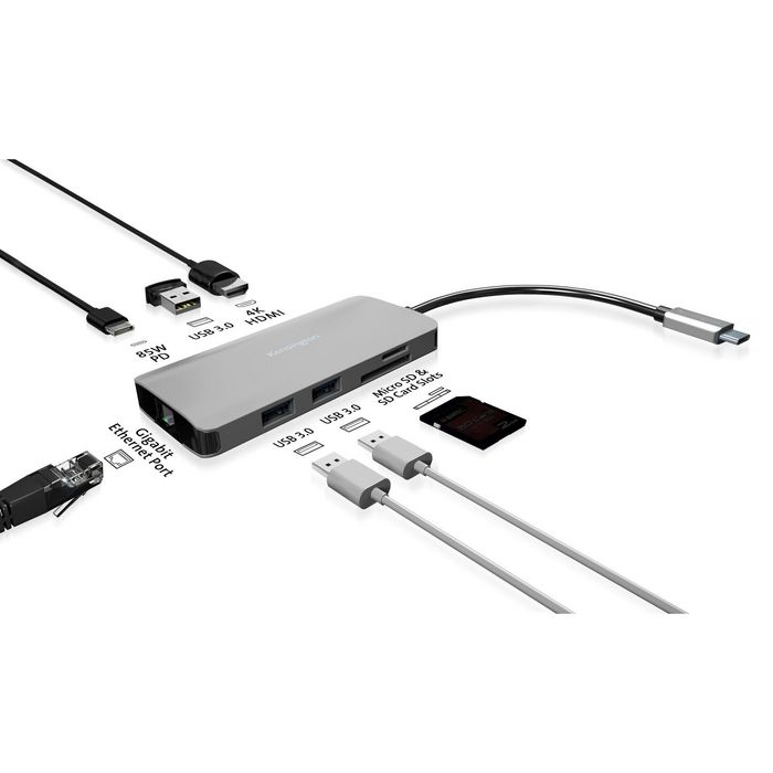 Kensington UH1400P Station d'accueil mobile USB-C 8-en-1 Plug and Play avec port HDMI 4K à 60 Hz, 85W Power Delivery et ports USB-A, compatible Windows, Mac, ChromeOS, iOS, Android Kensington UH1400P Station d'accueil mobile USB-C 8-en-1 Plug and Play avec port HDMI 4K à 60 Hz, 85W Power Delivery et ports USB-A, compatible Windows, Mac, ChromeOS, iOS, Android