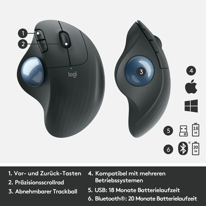 Logitech ERGO M575 Wireless Trackball for Business - Graphite