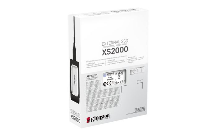 Kingston SSD XS2000 Portable 2 To - Disque Dur Externe USB 3.2 Gen 2x2 (2000 Mo/s), Résistant à l'Eau et à la Poussière (Certifié IP55)