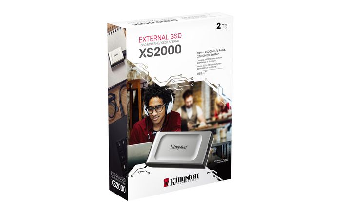 Kingston SSD XS2000 Portable 2 To - Disque Dur Externe USB 3.2 Gen 2x2 (2000 Mo/s), Résistant à l'Eau et à la Poussière (Certifié IP55)