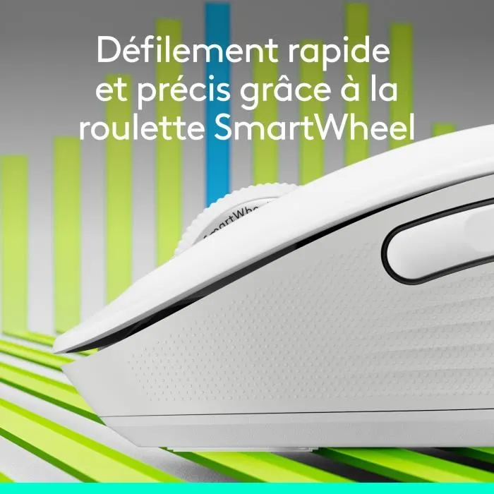 Logitech Signature M650 Souris Sans Fil Ergonomique pour Droitier avec SmartWheel, Défilement Intelligent - Blanc