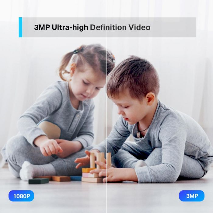 TP-Link Caméra de Surveillance Intérieure Connectée C200 3MP avec Rotation à 360°, Vision Nocturne, Détection de Mouvement et Compatible Alexa