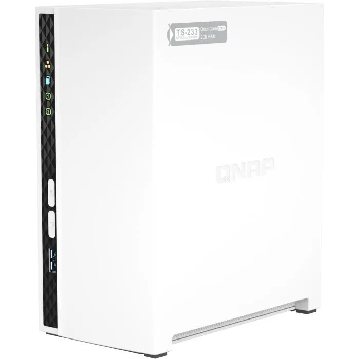 QNAP TS-233 - Serveur NAS 2 baies avec 2 Go de RAM - Stockage Cloud Personnel, Multimédia avec Intelligence Artificielle, Accès myQNAPcloud
