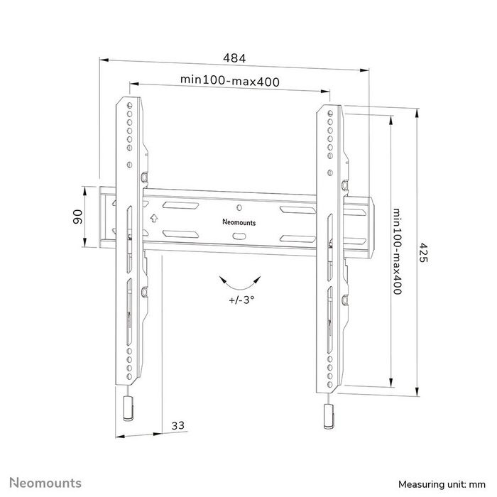 Neomounts WL30S-850BL14 Support mural fixe pour télévision, écran plat 32 à 75 pouces - Capacité 50 kg, VESA 100x100 à 400x400 - Noir