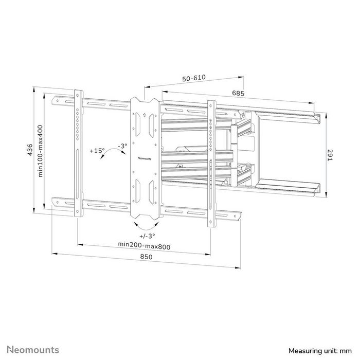 Neomounts WL40S-850BL18 Support mural orientable 43-86 pouces Noir