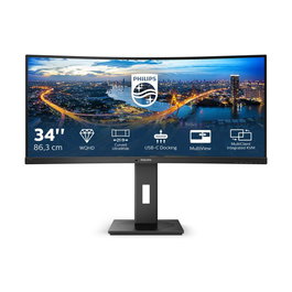 Philips 346B1C/00 - Moniteur incurvé 34 pouces UltraWide QHD (3440 x 1440) 100 Hz, USB-C, HDMI, DisplayPort, Hub USB, Anti-lumière bleue - 346B1C/00