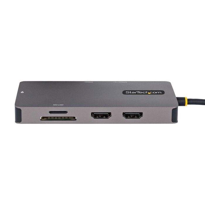 Startechcom 120B-USBC-MULTIPORT Hub USB-C Multiport avec 2x HDMI 4K, USB-A, RJ45, Lecteur SD, Power Delivery 100W