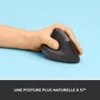 Logitech Lift - Souris verticale ergonomique sans fil graphite pour gaucher - Pour petites et moyennes mains