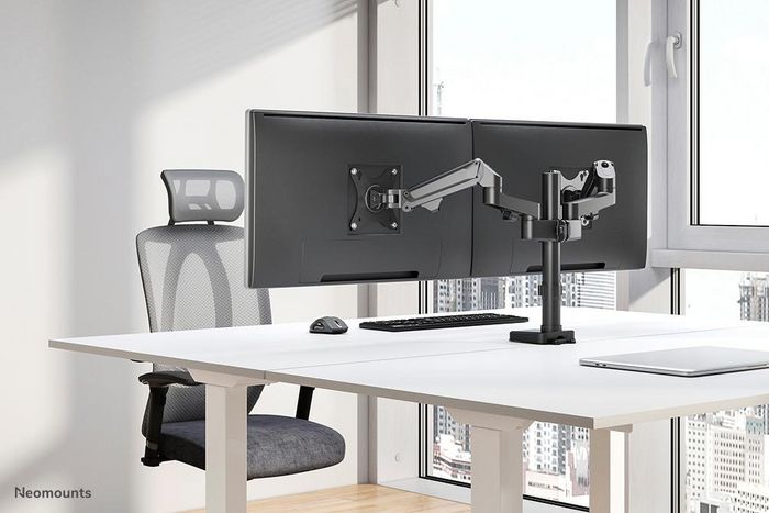 Neomounts DS70-750BL2 Support de Bureau Double pour Écrans de 17 à 27 Pouces, Noir, Mouv. Complet, VESA 75/100, Charge 7 kg par Écran