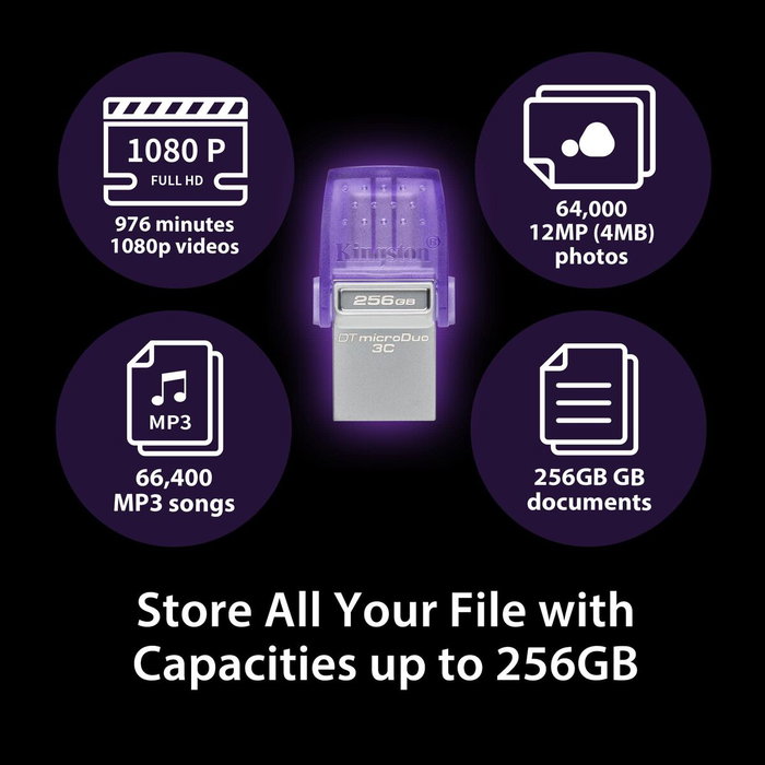 Kingston DataTraveler MicroDuo 3C 256 GB Violet Kingston DataTraveler MicroDuo 3C 256 GB Violet