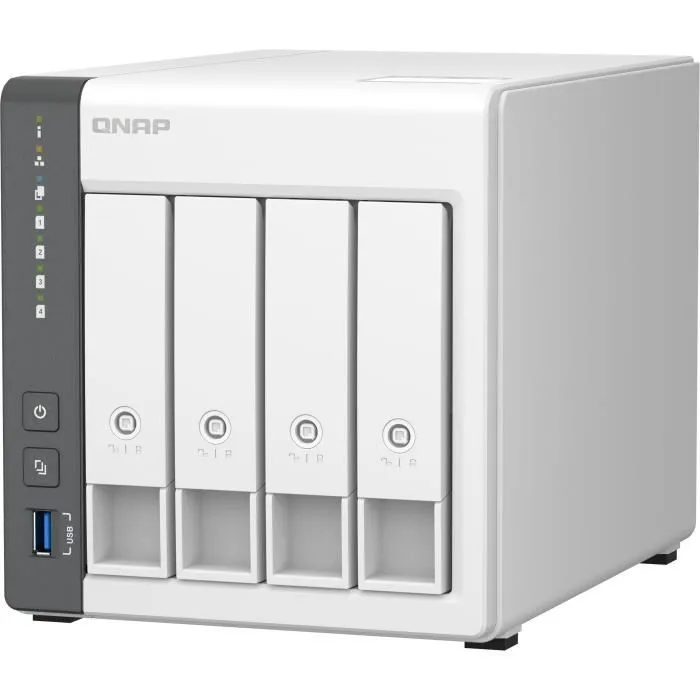 Qnap TS-433 - Serveur NAS 4 baies avec 4 Go RAM, port réseau 2,5GbE, processeur NPU pour reconnaissance d'images IA, centre multimédia et protection avancée