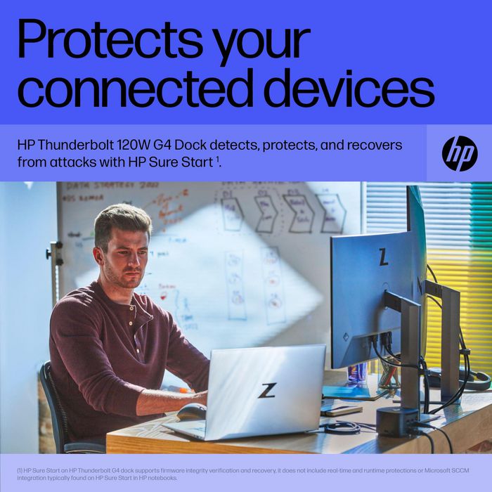 HP Station d'accueil Thunderbolt 4 120 W G4 - Pour PC et Mac - 4 écrans 4K, ports multiples (USB-C, HDMI, DisplayPort, USB-A, RJ45), technologie Intel vPro
