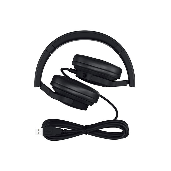 Cherry HC 2.2 USB Casque Gaming Filaire avec Son Surround 7.1, Microphone Amovible, Contrôle Tactile, Noir