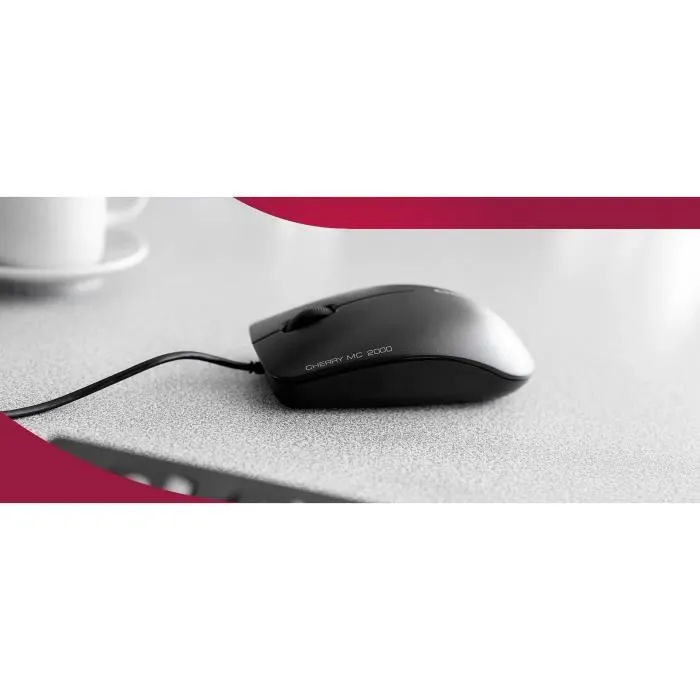 Cherry MC 2000 Souris Filaire Professionnelle Noire avec Molette Multidirectionnelle et Capteur Infrarouge 1600 DPI pour une Haute Précision sur Différentes Surfaces