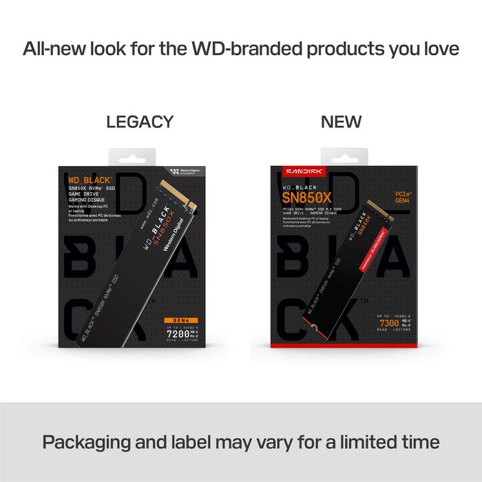 Western Digital WD_BLACK SN850X SSD NVMe PCIe Gen4 1 To - Disque SSD interne pour gaming, vitesses jusqu'à 7300 Mo/s