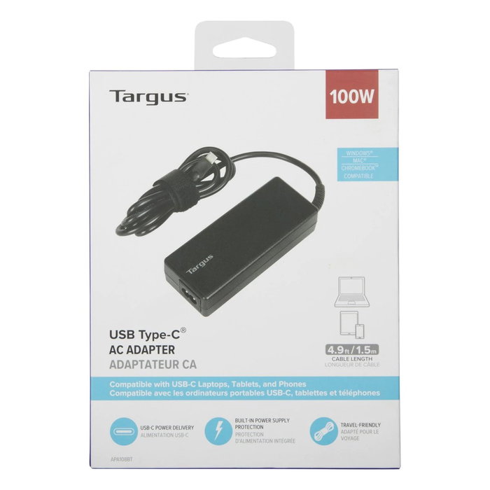 Targus Chargeur Universel 100W USB-C PD Adaptateur Secteur Noir Targus Chargeur Universel 100W USB-C PD Adaptateur Secteur Noir