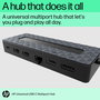HP Concentrateur multiport universel USB-C avec 7 ports, HDMI 2.0, DisplayPort et câble passthrough pour PC et écrans 4K