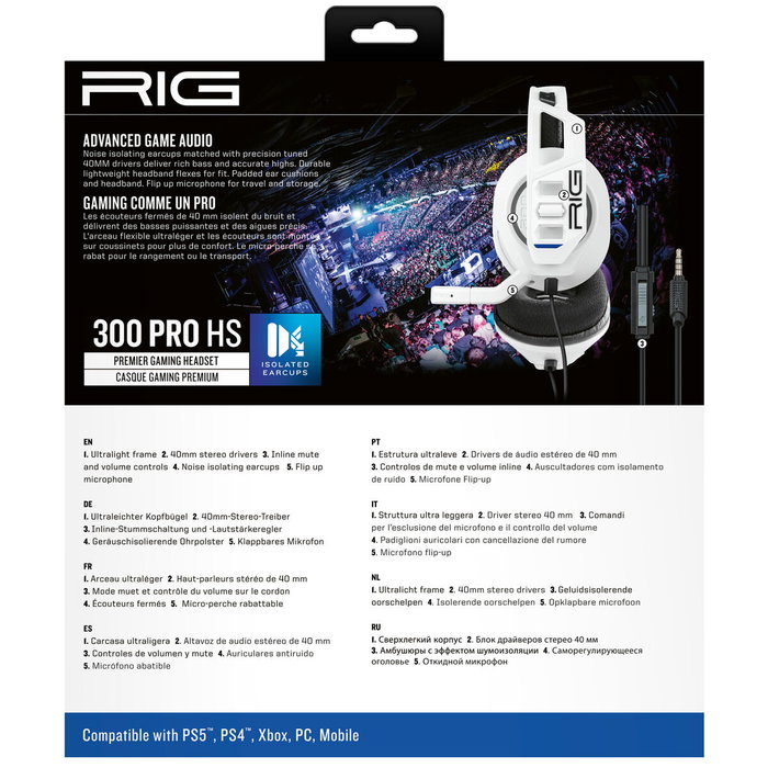 Casques avec Micro Gaming Nacon RIG 300 PRO HS Blanc Casques avec Micro Gaming Nacon RIG 300 PRO HS Blanc
