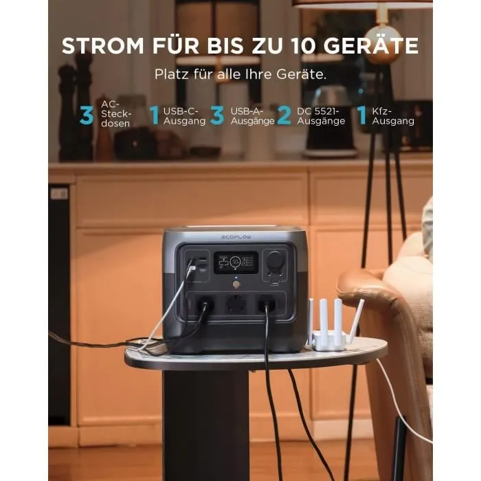 Ecoflow RIVER 2 PRO Générateur Électrique Portable 768Wh, 800W AC (1600W Pic), 3 Prises CA, USB-C 100W