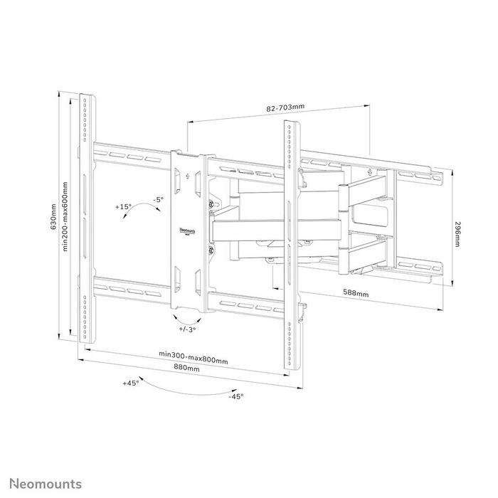 Neomounts WL40S-950BL18 - Support mural orientable pour écran TV 55 à 110 pouces - Capacité 125 kg - Compatible VESA - Noir
