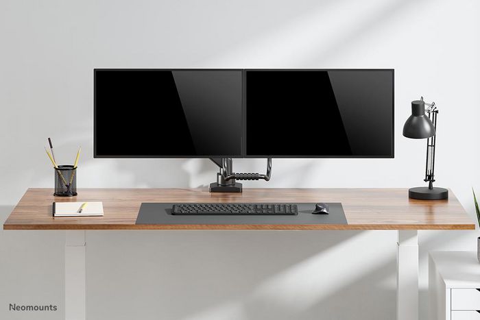 Neomounts DS75-450BL2 Support de bureau double écran avec réglage hauteur, inclinaison et rotation 360° pour écrans 17-32" VESA 75x75/100x100 mm - Noir