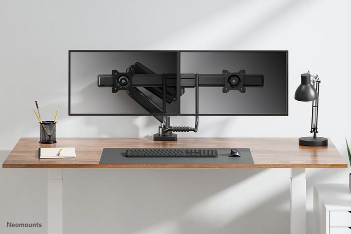 Neomounts DS75-450BL2 Support de bureau double écran avec réglage hauteur, inclinaison et rotation 360° pour écrans 17-32" VESA 75x75/100x100 mm - Noir